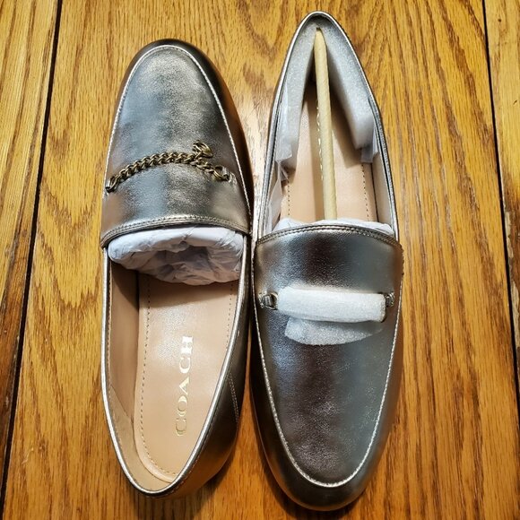 COACH | BNIB Metallic Gold Leather Hanna Loafer (Size 9.5) - Picture 9 of 13
